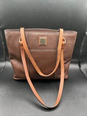 Dooney & Bourke Lexington Caramel Brown Pebbled Leather Purse Tote Bag Shoulder